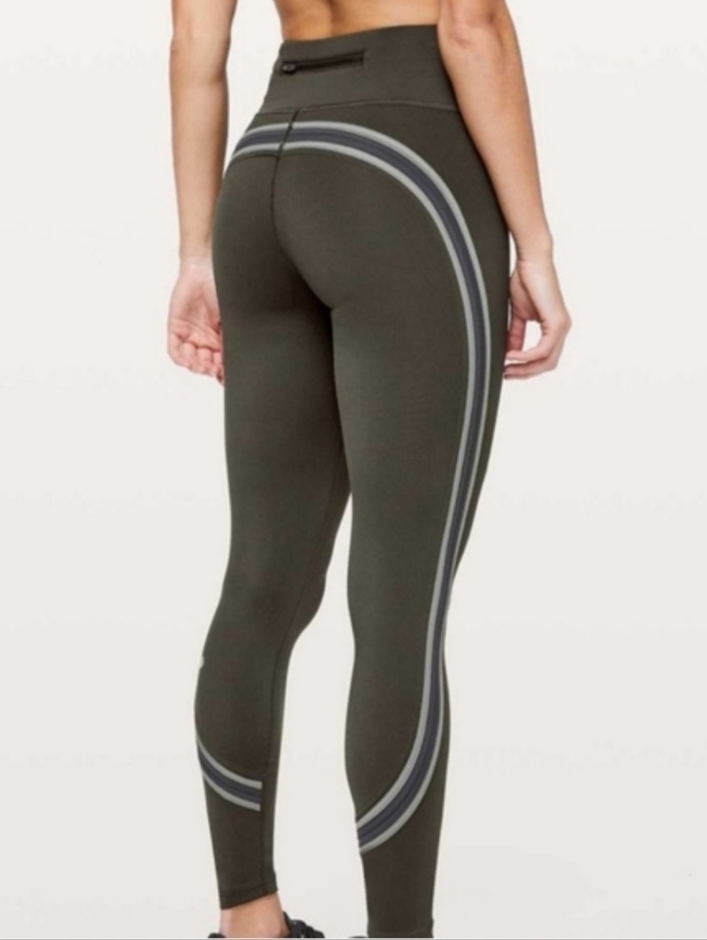 Lululemon Run Crew Tight 28" High-Rise Leggings Nulux Olive/Obsidian Grey Sage